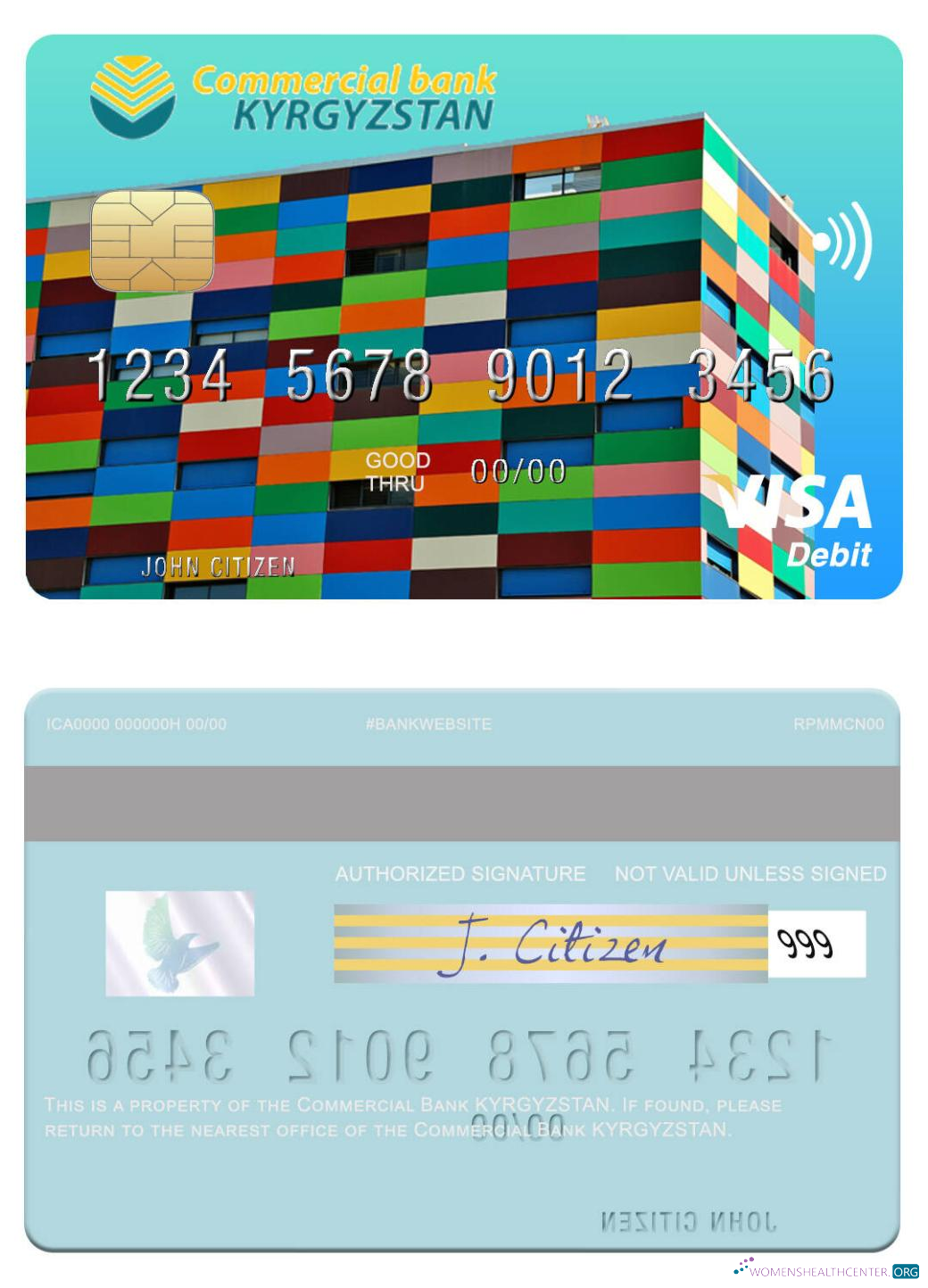 Download Kyrgyzstan Commercial Bank KYRGYZSTAN visa debit card Photoshop template